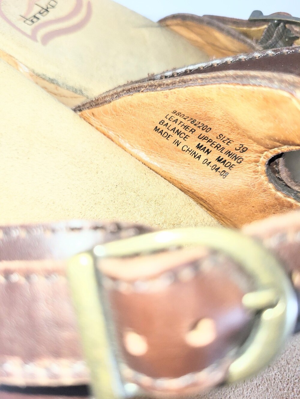 Dansko Sela Wedge Sandals Comfort Leather & Faux Wood Platform Size 39 Or 8.5-9 - Picture 9 of 15